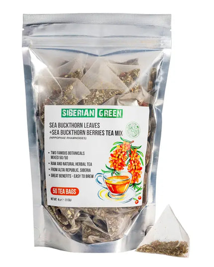 Té de bayas y hojas de espino amarillo (paquete de 50) Té de hierbas sin cafeína