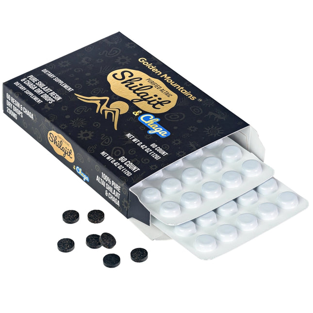 Siberian Green Shilajit Dry Drops with Chaga & Birch Extract  Altai Golden Mountains – 60 Drops x 200 mg