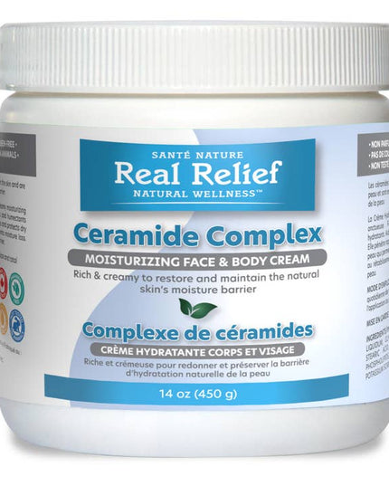 Real Relief Ceramides Complex Cream Moisturizing Face and Body Cream, Rich and Creamy, For dry to very dry skin, Fragrance Free 14 OZ