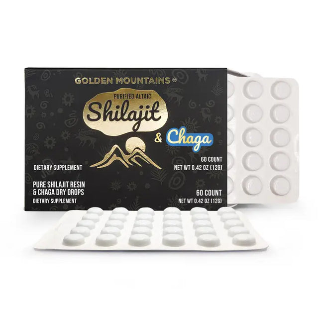 Siberian Green Shilajit Dry Drops with Chaga & Birch Extract  Altai Golden Mountains – 60 Drops x 200 mg