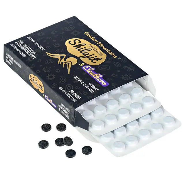 Siberian Green Shilajit Dry Drops with Eleuthero Extract  Altai Golden Mountains, 60 x 200 mg