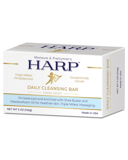 HARP pH-Balanced Body Wash Bar - Exceptionally Gentle For Dry or Sensitive Skin + Shea Butter-Borage oil- Meadowfoam | Non-Comedogenic | Soap-Free, Lye-Free. FRESH SPORT FRAGRANCE. 5oz