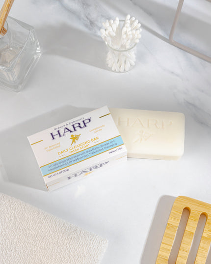 HARP pH-Balanced Body Wash Bar - Exceptionally Gentle For Dry or Sensitive Skin + Shea Butter-Borage oil- Meadowfoam | Non-Comedogenic | Soap-Free, Lye-Free. FRESH SPORT FRAGRANCE. 5oz