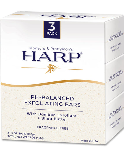 HARP pH-Balanced (5.0-6.0) Exfoliating Body Wash Bar - Fragrance Free. Ground Bamboo Exfoliation the perfect consistency. Soap/Lye/Preservative/Dye/Masking agent-Free