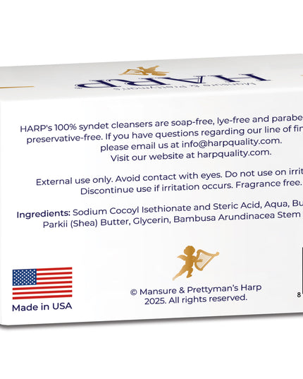 HARP pH-Balanced (5.0-6.0) Exfoliating Body Wash Bar - Fragrance Free. Ground Bamboo Exfoliation the perfect consistency. Soap/Lye/Preservative/Dye/Masking agent-Free