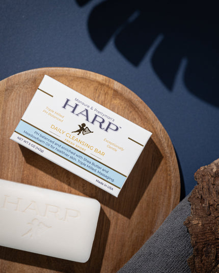 HARP pH-Balanced Body Wash Bar - Exceptionally Gentle For Dry or Sensitive Skin + Shea Butter-Borage oil- Meadowfoam | Non-Comedogenic | Soap-Free, Lye-Free. FRESH SPORT FRAGRANCE. 5oz