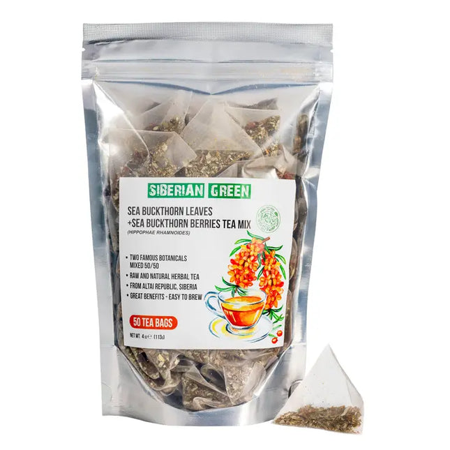 Té de bayas y hojas de espino amarillo (paquete de 50) Té de hierbas sin cafeína
