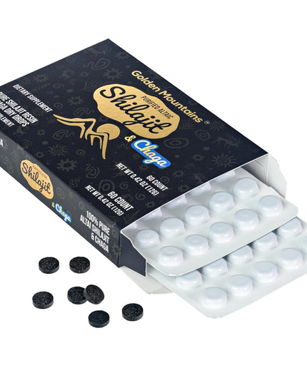 Siberian Green Shilajit Dry Drops with Chaga & Birch Extract  Altai Golden Mountains – 60 Drops x 200 mg