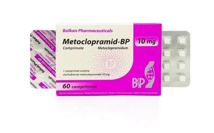 Box of Metoclopramide-BP tablets with a white background