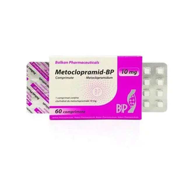 Box of Metoclopramide-BP tablets with a white background