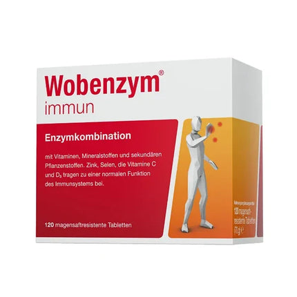 Wobenzym immun supplement box with red and white design