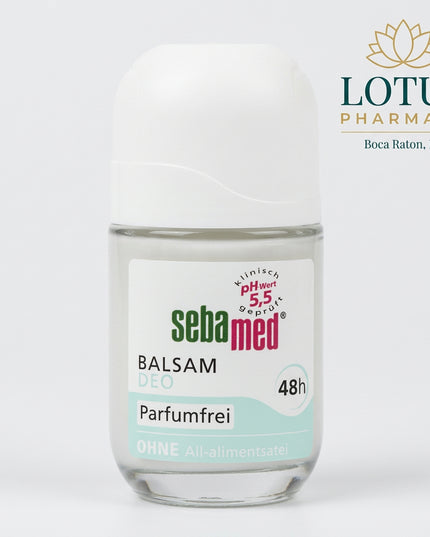Sebamed balm without perfume on a white background