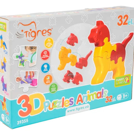 Educational Toy 3D puzzles "Animals", 32 el, Tigres