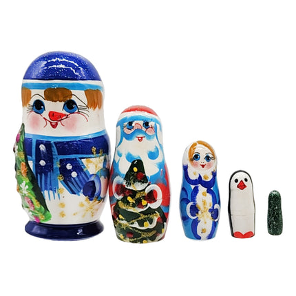 Matryoshka Doll “New Year’s Team #1” (Матрёшка «Новогодняя Команда №1») – 11 cm, 5 Elements