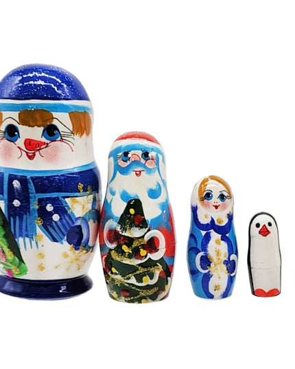 Matryoshka Doll “New Year’s Team #1” (Матрёшка «Новогодняя Команда №1») – 11 cm, 5 Elements