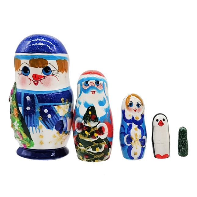 Matryoshka Doll “New Year’s Team #1” (Матрёшка «Новогодняя Команда №1») – 11 cm, 5 Elements