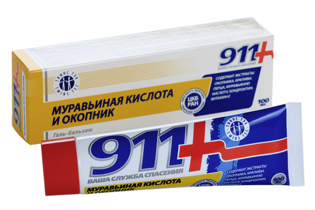 911 Gel-Balm – Formic Acid & Comfrey Warming (911 Гель-бальзам «Муравьиная кислота + окопник») – 100 ml