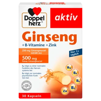 Doppelherz Ginseng, B-Vitamins and Zinc Dietary Supplements, 30 Count
