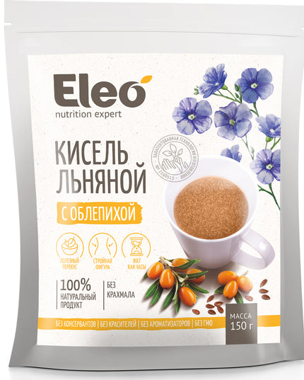 Flaxseed Jelly Drink Kissel with Sea Buckthorn, Eleo, 150g