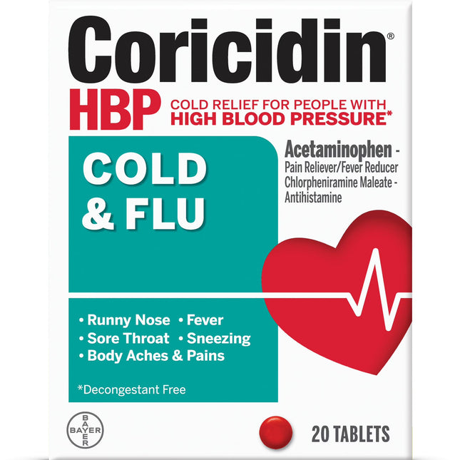 Coricidin® HBP Cold &amp; Flu – 10 Tablets / 20 Tablets