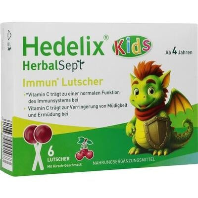 HEDELIX® HerbalSept Kids Throat Lollipops – 6 Lollipops | Soothing Support for Sore Throat & Hoarseness