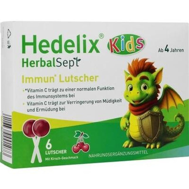 HEDELIX® HerbalSept Kids Throat Lollipops – 6 Lollipops | Soothing Support for Sore Throat & Hoarseness