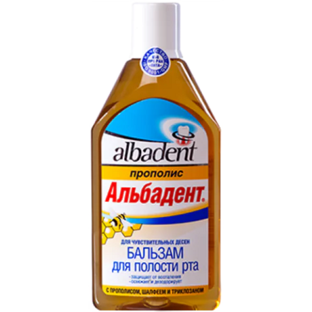 Albadent Oral Balm With Propolis 400 ml (Альбадент Бальзам Для Полости Рта С Прополисом 400 мл)