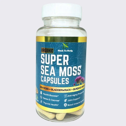 Organic Super Sea Moss Capsules (Sea Moss + Bladderwrack + Burdock Root), 60 ct