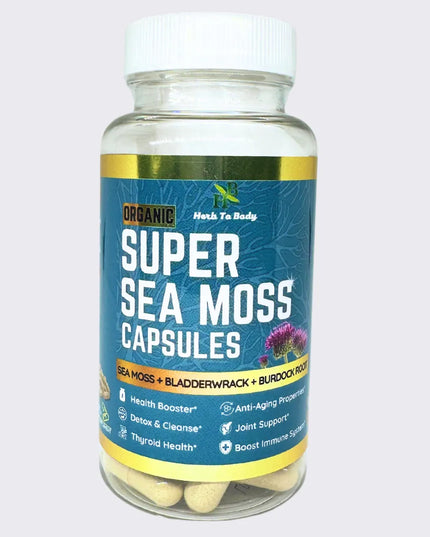 Organic Super Sea Moss Capsules (Sea Moss + Bladderwrack + Burdock Root), 60 ct