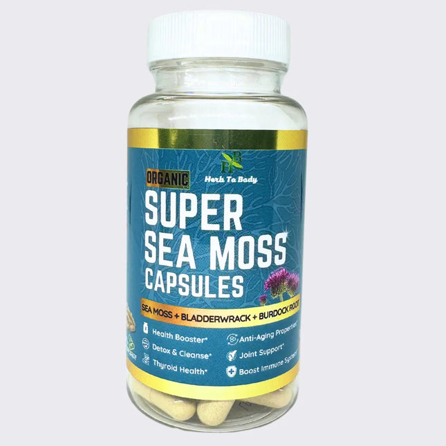 Organic Super Sea Moss Capsules (Sea Moss + Bladderwrack + Burdock Root), 60 ct