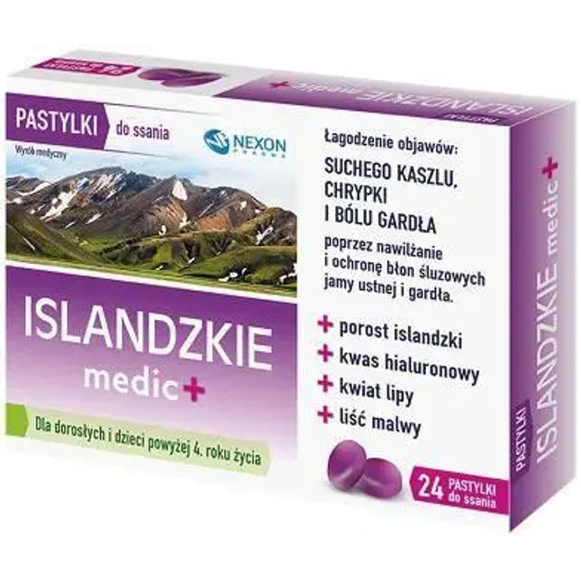 Islandzkie Medic+ Pastiles, 24 ct