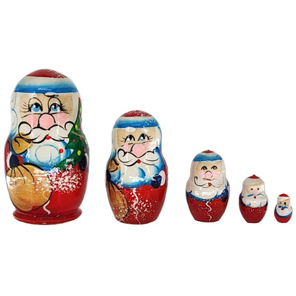 Matryoshka Doll “Ded Moroz Team” (Матрёшка «Команда Деда Мороза») – 6 cm, 5 Elements