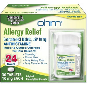 Cetirizine 10 mg Tablets, 30 ct