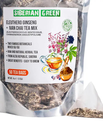 Siberian Green Eleuthero Root & Rosebay Ivan Tea Mix – 50 Tea Bags