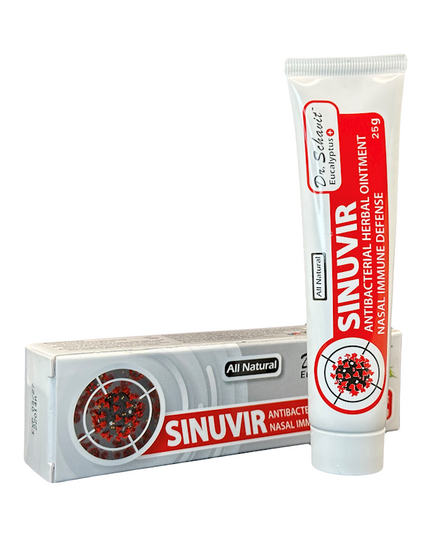 Dr. Schavit Eucalyptus+ SINUVIR - Herbal Nasal Ointment for Immune Defense. Natural Moisturizer Balm for Relief from Sore Dry Nose, Allergies, Cold Symptoms - 25g Tube