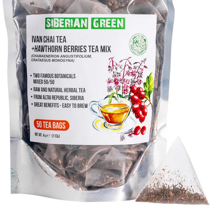 Siberian Hawthorn Berry Green Ivan Chai Tea - 50 Tea Bags