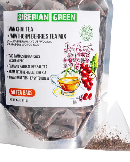 Siberian Hawthorn Berry Green Ivan Chai Tea - 50 Tea Bags