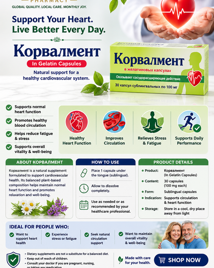 Corvalment – ​​30 гелевых капсул (корвалмент)