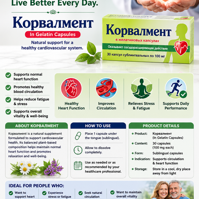 Corvalment – ​​30 гелевых капсул (корвалмент)