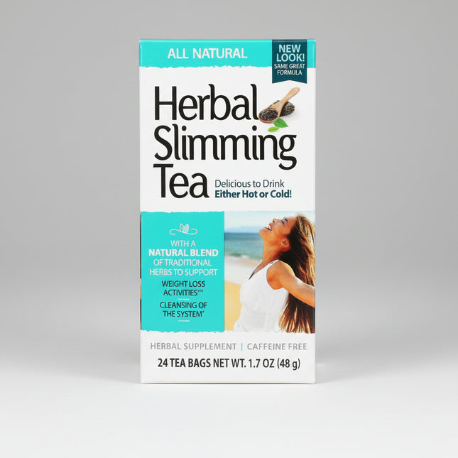 21st Century Herbal Slimming Tea is a flavorful herbal tea collection designed to support digestive wellness and healthy weight-management efforts when combined with a balanced diet and exercise program. This variety pack includes six delicious flavors: Green Tea, Orange Spice, Peppermint, Peach-Apricot, All Natural, and Cranberry-Raspberry. The teas are traditionally formulated with senna leaf and complementary herbs to promote gentle cleansing and digestive support.

The convenient tea bag format makes it