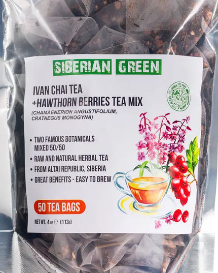 Siberian Hawthorn Berry Green Ivan Chai Tea - 50 Tea Bags