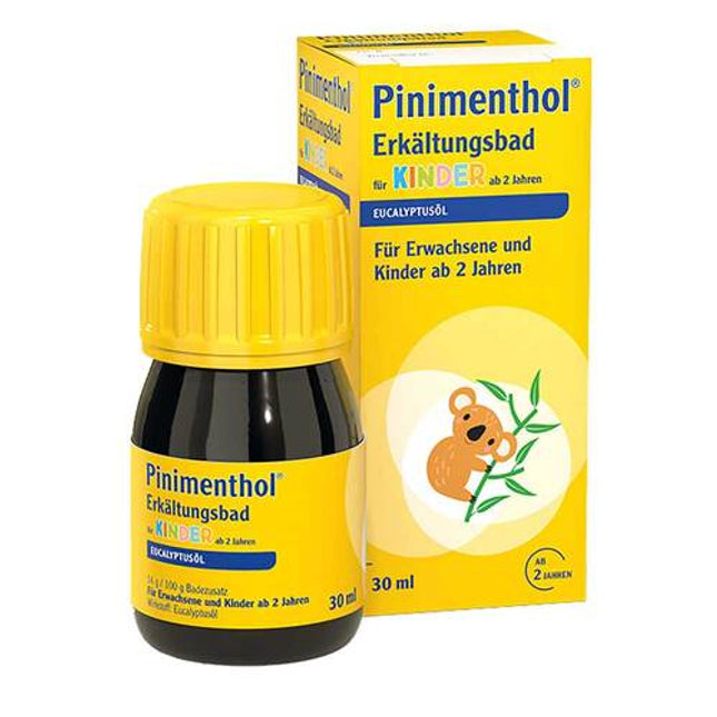Pinimenthol bottle and packaging on a white background