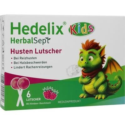 HEDELIX® HerbalSept Kids Throat Lollipops – 6 Lollipops | Soothing Support for Sore Throat & Hoarseness