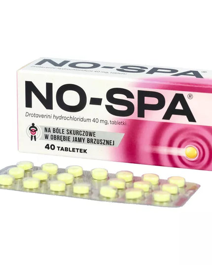 NO-SPA medication packaging with tablets on a white background