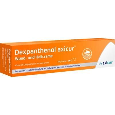 Dexpanthenol axicur cream packaging on a white background