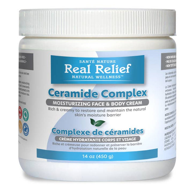 Real Relief Ceramides Complex Cream Moisturizing Face and Body Cream, Rich and Creamy, For dry to very dry skin, Fragrance Free 14 OZ