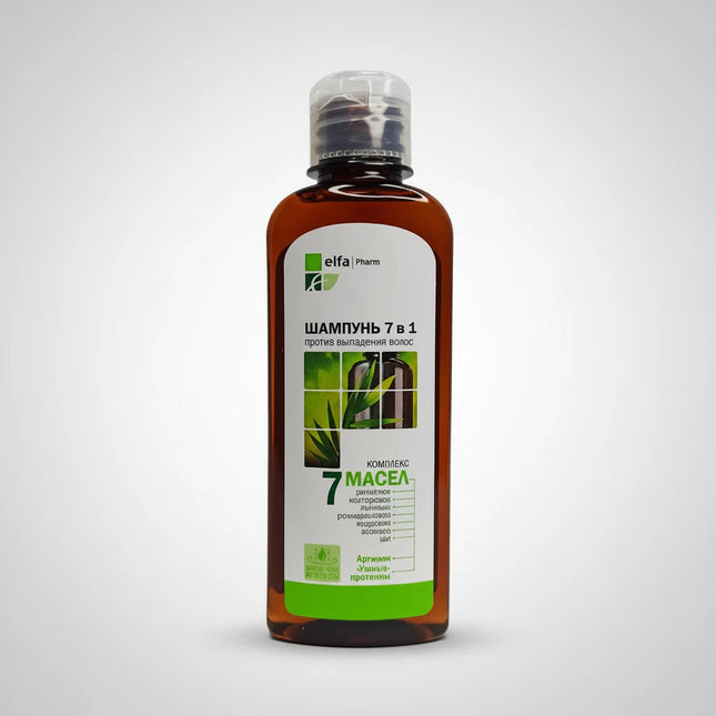 7-in-1 Shampoo Against Hair Loss is a multi-action hair care shampoo formulated to help strengthen hair from the roots, support scalp health, and reduce the appearance of hair thinning. Enriched with a complex of seven nourishing botanical oils and proteins, this shampoo gently cleanses while helping restore hair resilience and volume.