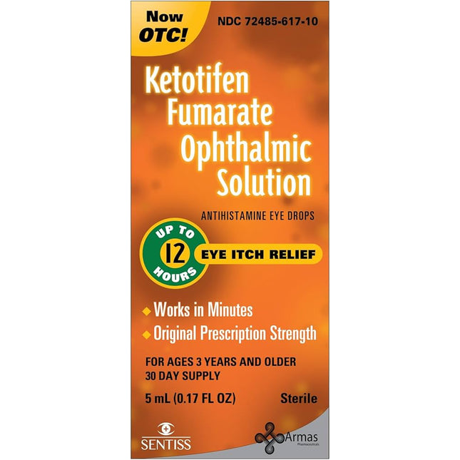 Ketotifen Allergy Eye Drops for Itchy, Red & Watery Eyes – 0.17 fl oz (5 mL)