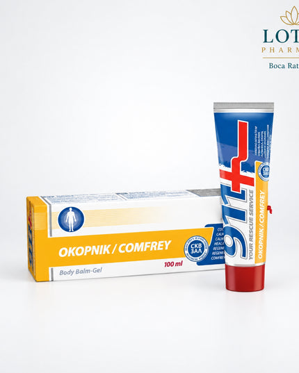 911 Comfrey Gel-Balm is a topical joint and muscle care product from Twins Tec formulated with comfrey extract, glucosamine, chondroitin, arnica, golden mustache, camphor, menthol, and essential oils. It is designed for massage of joints, muscles, and the back as part of a daily mobility and recovery routine.