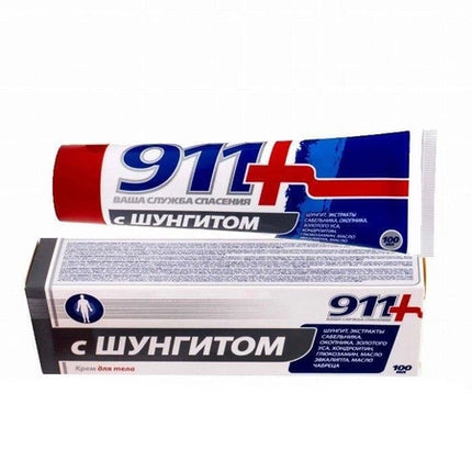 911+ tube with blue and red packaging on a white background
